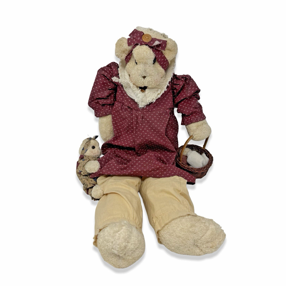 Vintage Thread Bears “By Our Secret Heart” Stuffed Bear Bunny Primitive Country
